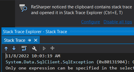What is this madness?!

"@ReSharper noticed the clipboard contains stack trace and opened it in Stack Trace Explorer"