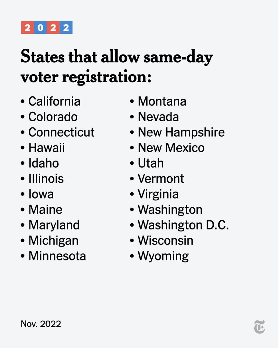 If you live in one of these states, and are not registered, you can register and vote today. Some of these states have extremely competitive races. Get yourself to a voting place and make your voice heard. 🇺🇸