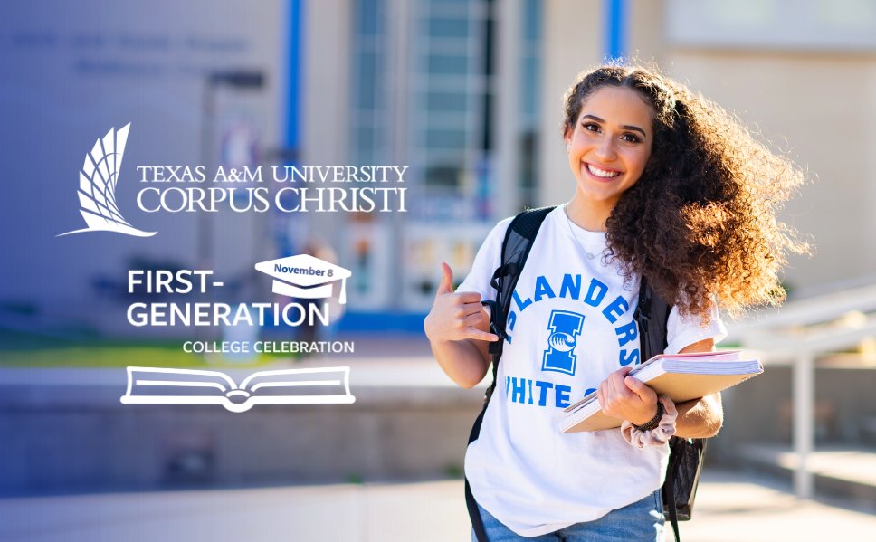 IslandCampus's tweet photo. Today is National First-Generation College Celebration Day! We are so proud of our Islander first-gen students. Your hard work and dedication are inspiring, we are lucky to have you on our Island๐ #TAMUCCFirstGen https://t.co/YKMNnl4hay