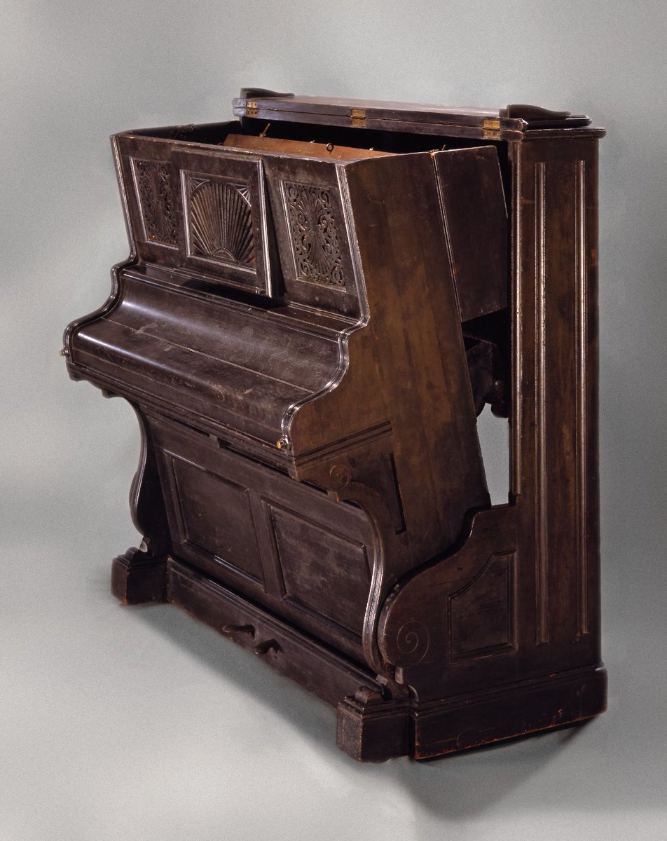 wikivictorian's tweet photo. Convertible bed in form of upright piano, 1885. Brooklyn Museum. https://t.co/D4VVB8m0f4