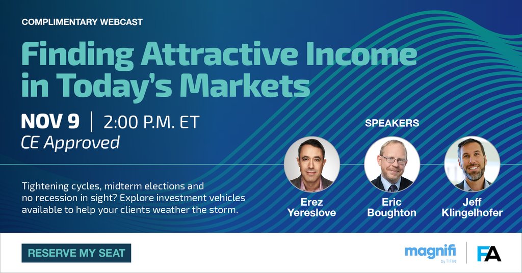 Patrickdempse53's tweet photo. Join tomorrow's webcast with TIFIN's COO Erez Yereslove, Matisse Capital’s Eric Boughton, and Thornburg’s Jeff Klingelhofern, for a conversation on the search for income in a tightening cycle. Reserve your seat: https://t.co/Kw2T2c5RV1 #CEaccredited #financialadvisor https://t.co/AeE3zA222w