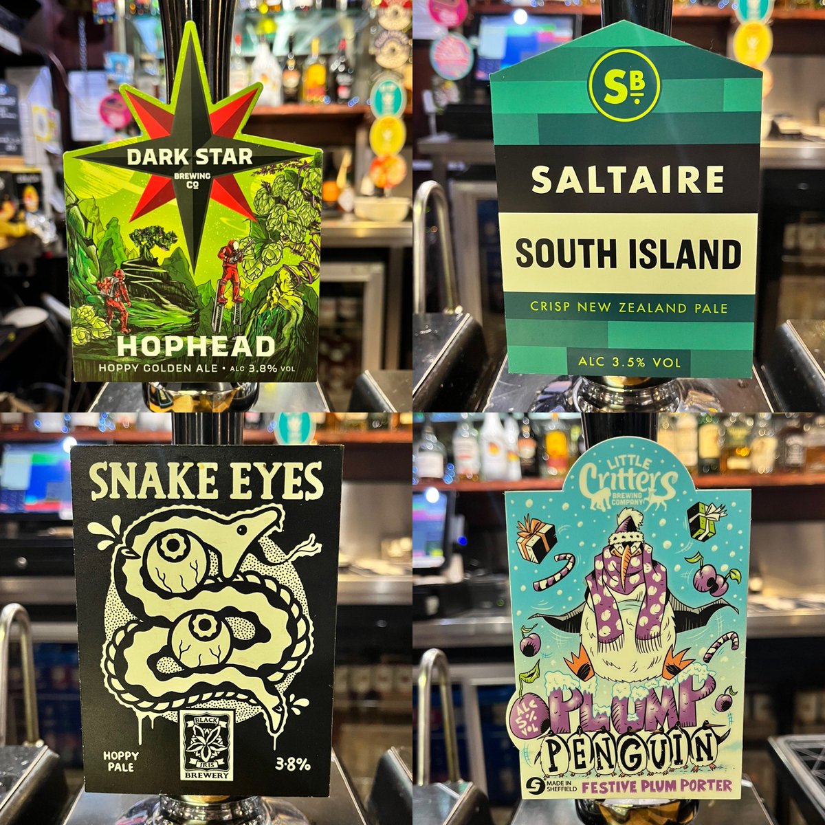 bread_bitter's tweet image. Today’s guests 🍻

Hophead from @Darkstarbrewco, South Island from @SaltaireBrewery, Snake Eyes from @BlackIrisBrewer and Plump Penguin from @LittleCritsBrew