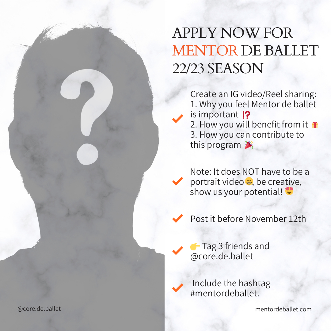 CoreDeBallet's tweet photo. 💬 I’ve received so many messages asking for details about the application process to Mentor de ballet 😃

📲 Just grab your phone and create a video explaining why you are applying and post on Instagram. It doesn’t have to be you talking in front of the camera! There a https://t.co/v53NeM342H