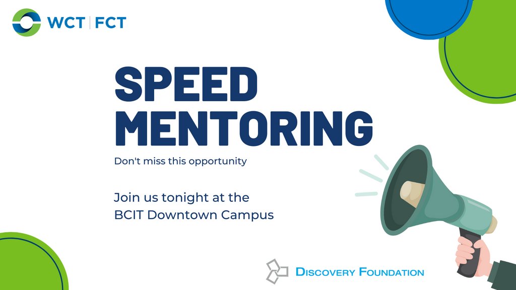 Tonight is the night! Join us and the Discovery Foundation at the BCIT Downtown Campus for an evening of Speed Mentoring with an amazing group of Mentors. The theme is Relationship Management. Want to join in? There is still time to register: bit.ly/3SxfpqM