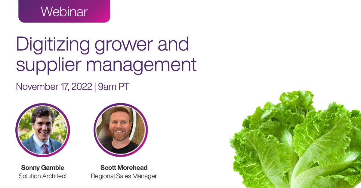 Eliminate the complexities of food chain traceability with TELUS Agriculture’s food processor solutions. Our free webinar on November 17 will cover our trusted compliance capabilities, supplier management, cold chain management, and more. To sign up today, click here: (Leadpage)