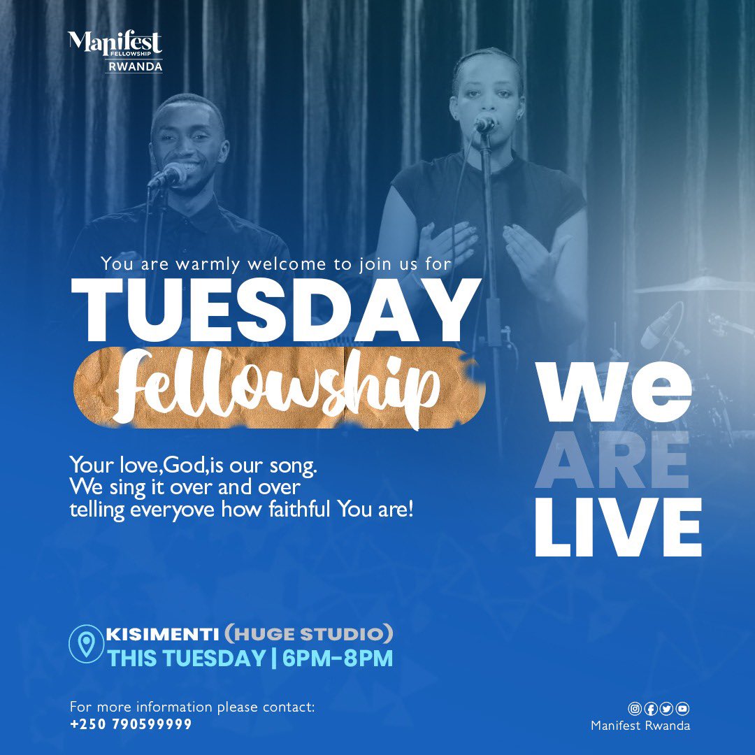 JesusNiyongabo's tweet photo. ๐ WE ARE LIVE! ๐
๐Venue: KISIMENTI(HUGE STUDIO)
For more information/Directions call or whatsapp: +250790599999
#ManifestRwanda
#Bring5 https://t.co/OeLgx6heUY