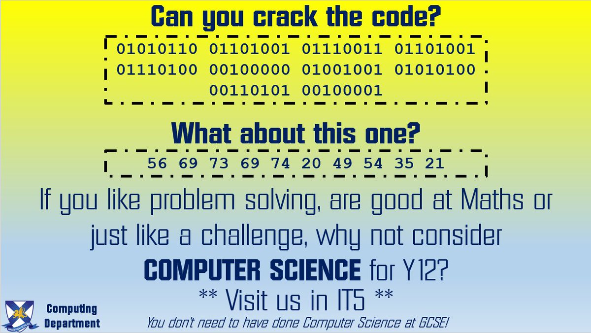 Are you considering Computer Science for your A-Level choices? <a href="/WalesHigh/">Wales High School</a> <a href="/WalesSixth/">Wales Sixth-Form</a> #OpenEvening