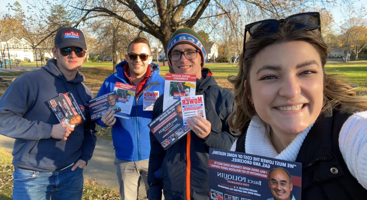 CodyPorterVA's tweet photo. It’s Election Day, and 40° weather is not stopping #TeamMaine from working to GOTV for the @GOP ticket from sunup to sundown! 🗳️

Find your polling location: https://t.co/h1g7bcshes

#LeadRight #mepolitics https://t.co/vzsX0tCesV