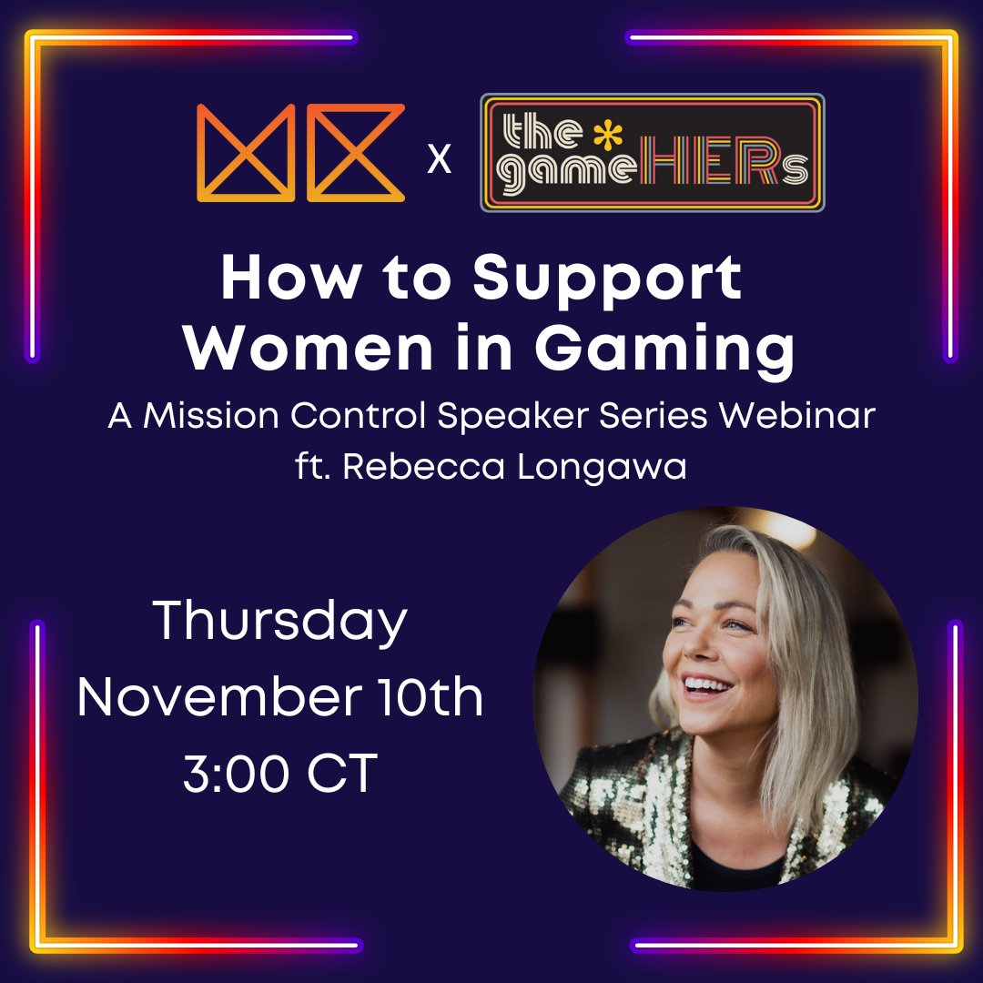 Join us and <a href="/RLongawa/">Rebecca Longawa</a> who advises <a href="/thegamehers/">the*gamehers</a> for a Speaker Series Webinar on “How to Support Women in Gaming” Thursday, 11/10 at 3pm CT: bit.ly/speakerseries_…

#esports #womeningaming #gamingcommunity