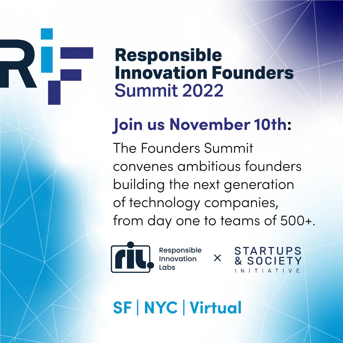 🚀2 DAYS LEFT! Register for the #RIFoundersSummit, this Thursday, Nov. 10th - Learn directly from world-class founders and funders about their lessons building responsibly. 👀 Use code RIFS40 for 40% off your ticket - today only! bit.ly/3MgGCeP