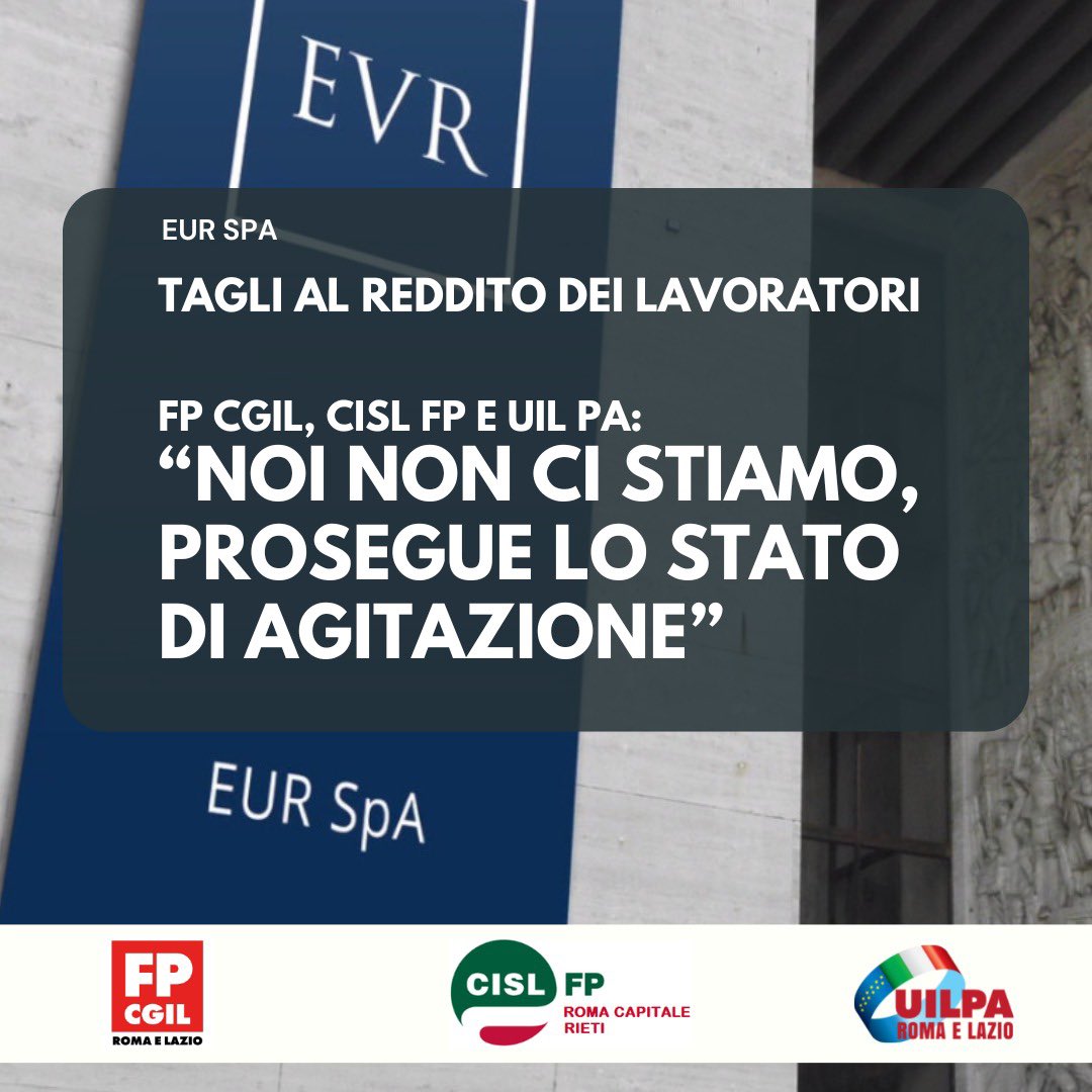 🟥 EUR SPA, NON SI FERMA LO STATO DI AGITAZIONE

Tagliato il reddito delle lavoratrici e dei lavoratori.
Leggi il comunicato stampa unitario: tinyurl.com/yc43r294