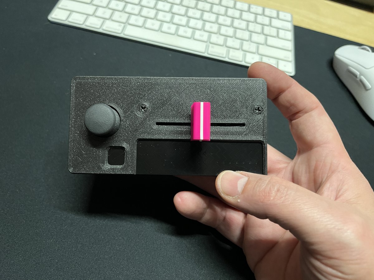 r_constanzo's tweet photo. Finally finished up the hardware. Decided to abandon the LED strip, and tightened up dimensions overall. Code still needs a bit of tweaking to fully linearize the output of the hall sensor-based fader, but pretty happy with it! https://t.co/T0YbiGleGI