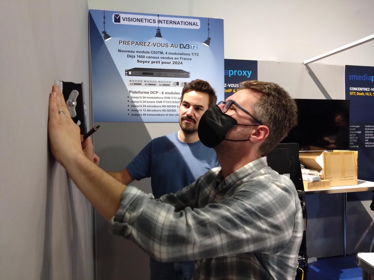 Mediaproxy's tweet photo. Final set up touches on stand C22 @satisexpo with our valued partner #Visionetics. Join #Mediaproxy and the team if you want to learn more about our award winning, global standard for software-based IP compliance solutions - https://t.co/iWBrlMBwR8

#LogServer #Satis #Satis22 https://t.co/YPleOpy7Lh