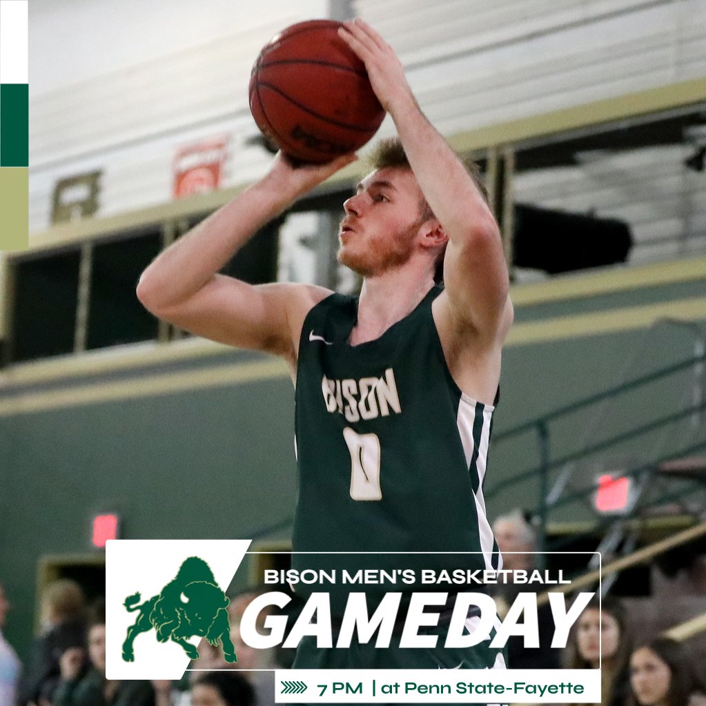 Men's Basketball is back with their season opener! 

🆚: PSU-Fayette
📍: Lemont Furnace, PA   
⌚️: 7 pm 

* Links will be updated when provided

#RollBison | #ClimbtheHill | #pachoops | 🦬 🤘🏽