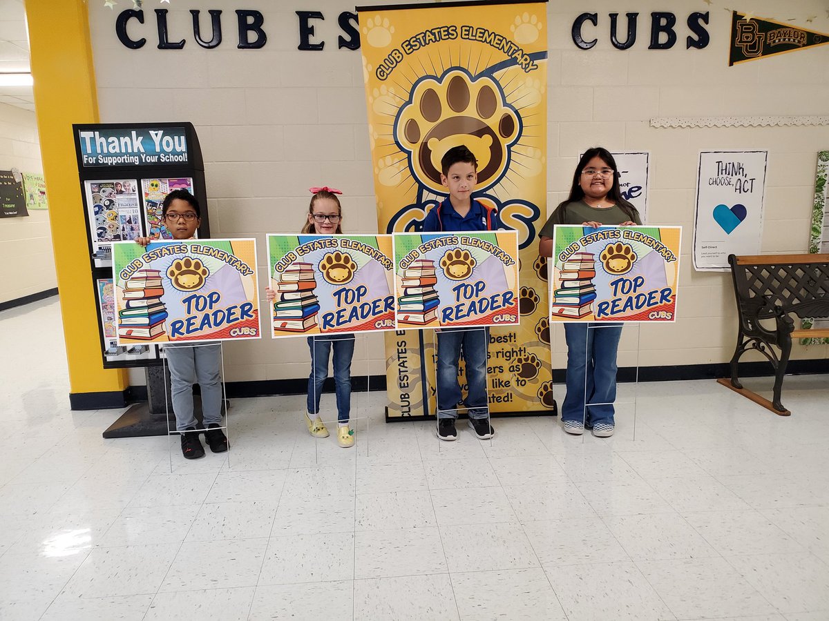 Congratulations to our top readers! They will proudly display their yard signs! Way ro go Cubs! #cubpride <a href="/CCISD/">CCISD</a> <a href="/club_estates/">Club Estates Elem.</a>
