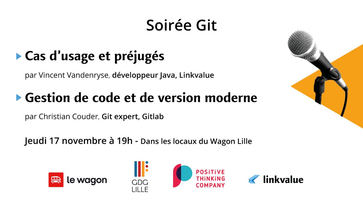 PTC_Tech's tweet photo. #Meetup #Git I Jeudi 17 nov #Lille 

- Vincent, développeur Java, présentera un sujet sur Git entre cas d'usage et préjugés !

- @Christiancouder, Git expert chez #GitLab, partagera ensuite un sujet sur la "Gestion de code et de version moderne avec Git"

https://t.co/EjJIdLxrum https://t.co/vGVRpOybUH