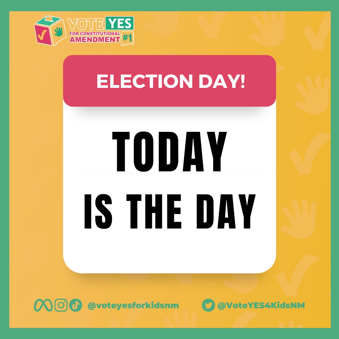 VoteYES4KidsNM's tweet photo. TODAY is the BIG DAY! π Tonight is your last chance to make your voice heard in the #2022Elections π³οΈ. Here are the basics you need to go and exercise your power through your vote: #nmpol #2022elections #VoteYESForKidsNM #ConstitutionalAmendment1 https://t.co/JV1a2fljL6