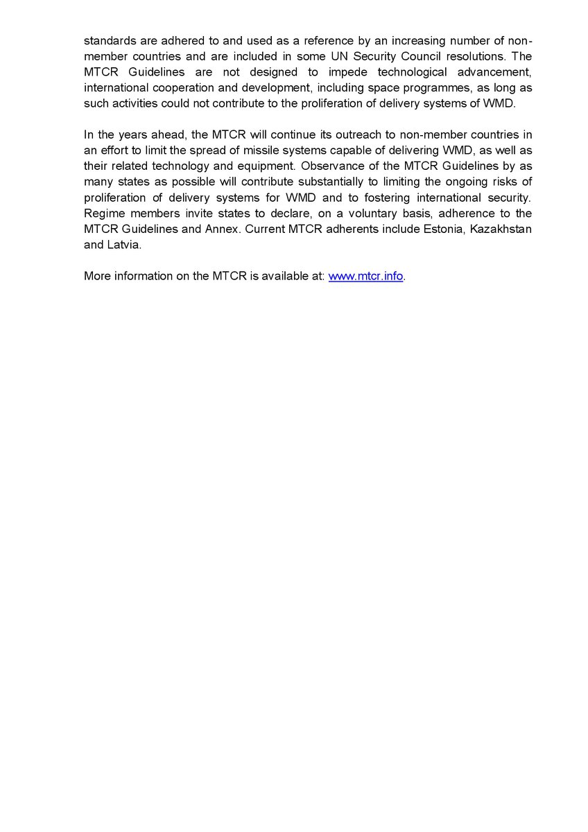 MTCR_Chair's tweet photo. Since 35 years, the #MTCR has focused on limiting the #proliferation of delivery systems for #WMD and fostering international #security. Read MTCR Partners’ Message on the Occasion of the 35th Anniversary of the MTCR here: https://t.co/JM5zAd1MiA https://t.co/dJteQdEkUS