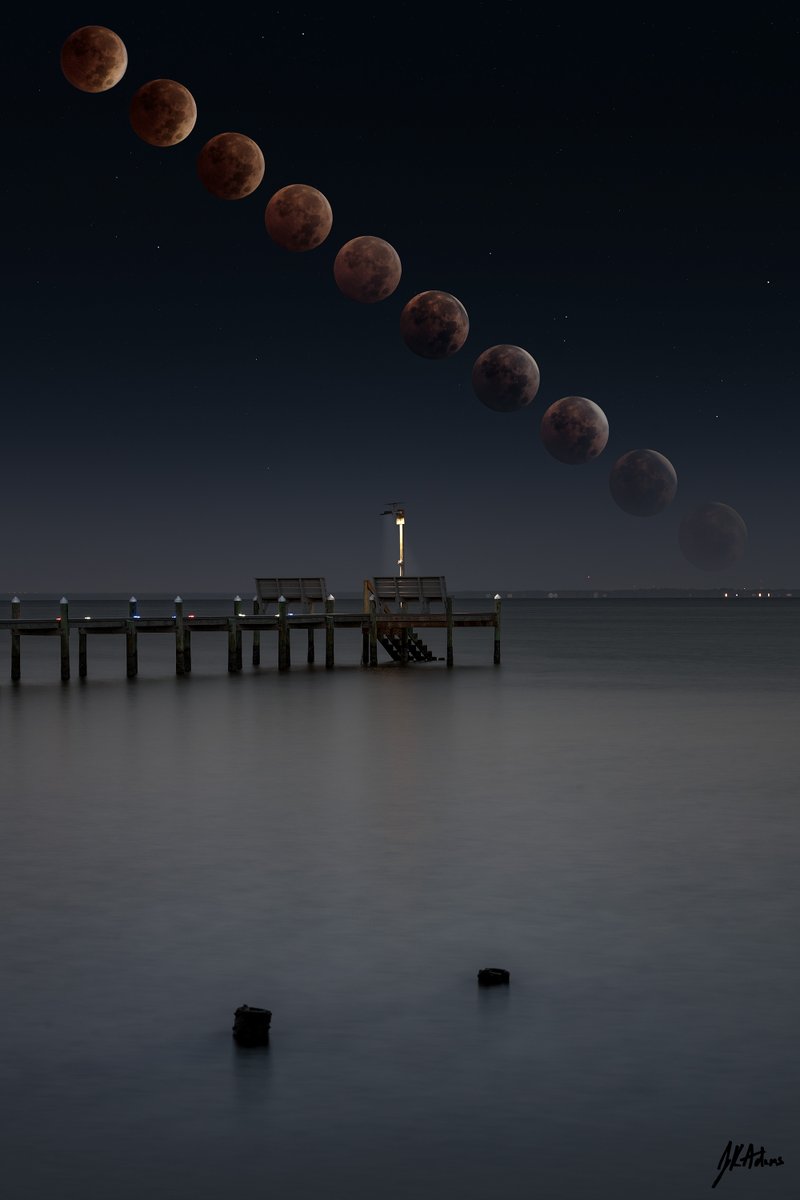 I've wanted to try one of these eclipse sequence photos for a while now and finally got to give it a go this morning. This is looking from Navarre, Florida northwest toward Garcon Point.
#LunarEclipse <a href="/BobVanDillen/">Bob Van Dillen</a> <a href="/wxkaitlin/">Kaitlin Wright</a> <a href="/WEARAllenStrum/">Allen Strum</a> <a href="/WEARJared/">Jared Willets</a>