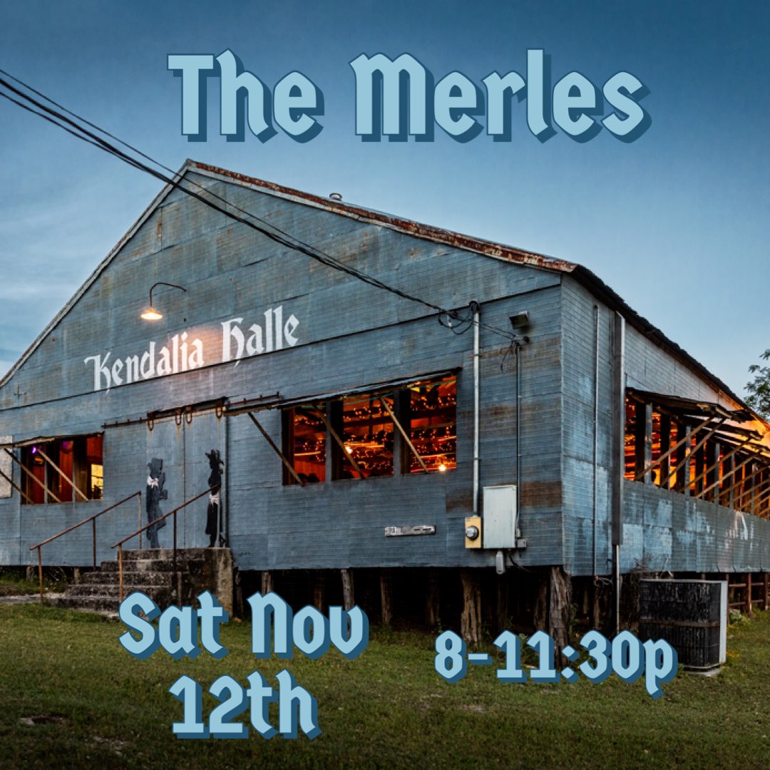MerlesATX's tweet image. This Sat 11/12 we’re @KendaliaHalle from 8-11:30p! Join us for fiddle and steel all night long in this beautiful dancehall! Tickets in the bio. 

themerles.com