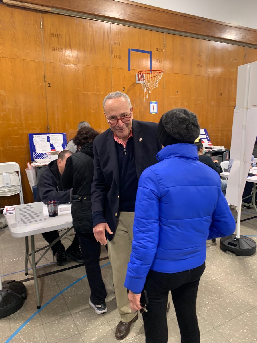 HarrisonCramer's tweet photo. Schumer casts his ballot this morning in Brooklyn, New York https://t.co/HSN025u4qd