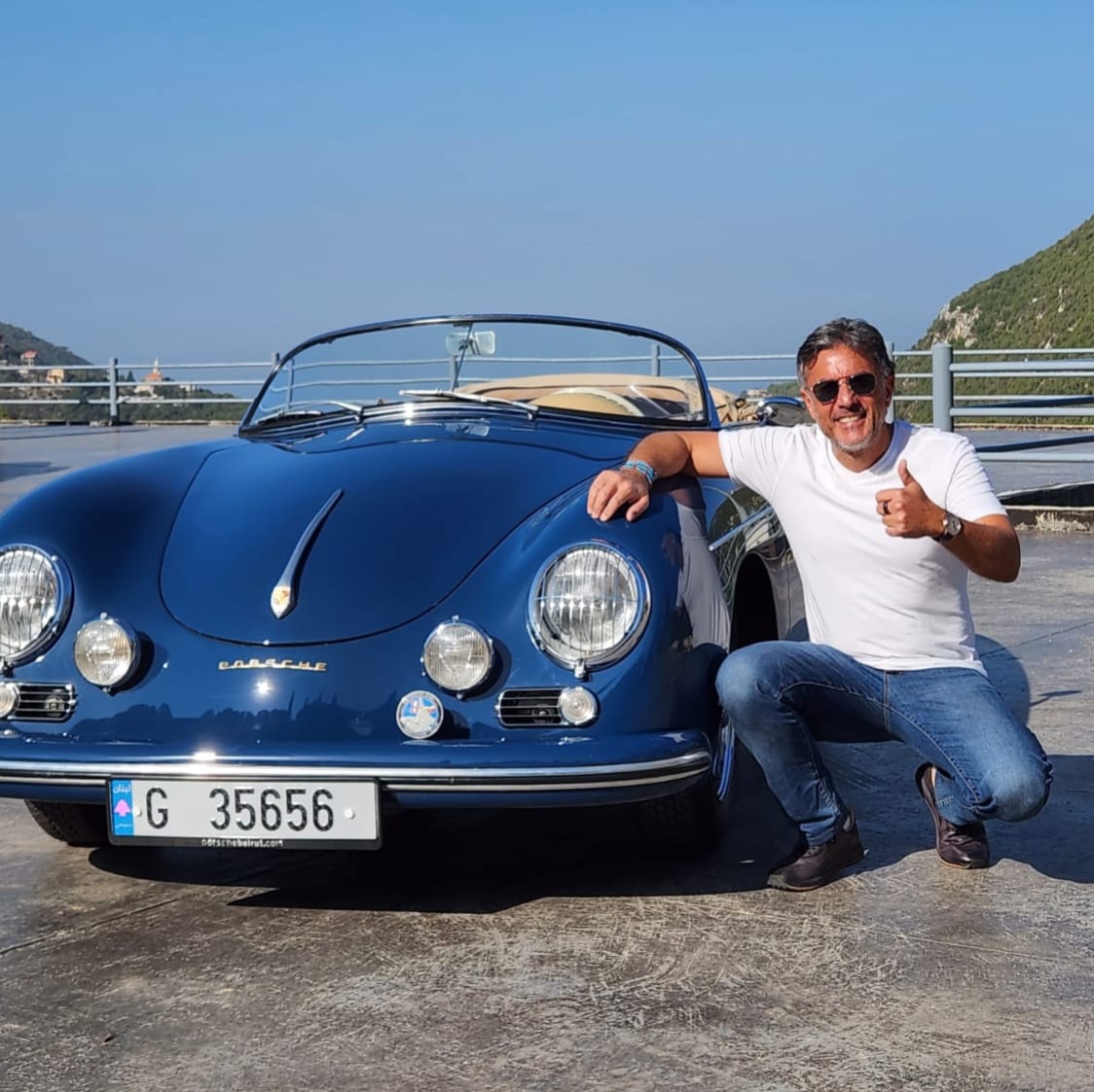 PorscheBeirut's tweet photo. 🇱🇧👍 Owned and driven by @AssaadRaphael, this 1956 #356Speedster painted in #PTSPlus Azure Blue (522), will be part of this year’s @1000MigliaUAE in the most exciting nation of the Middle East through several exciting challenges.

From the 4th until the 8th of December, 2022. https://t.co/eRecqIxRVs