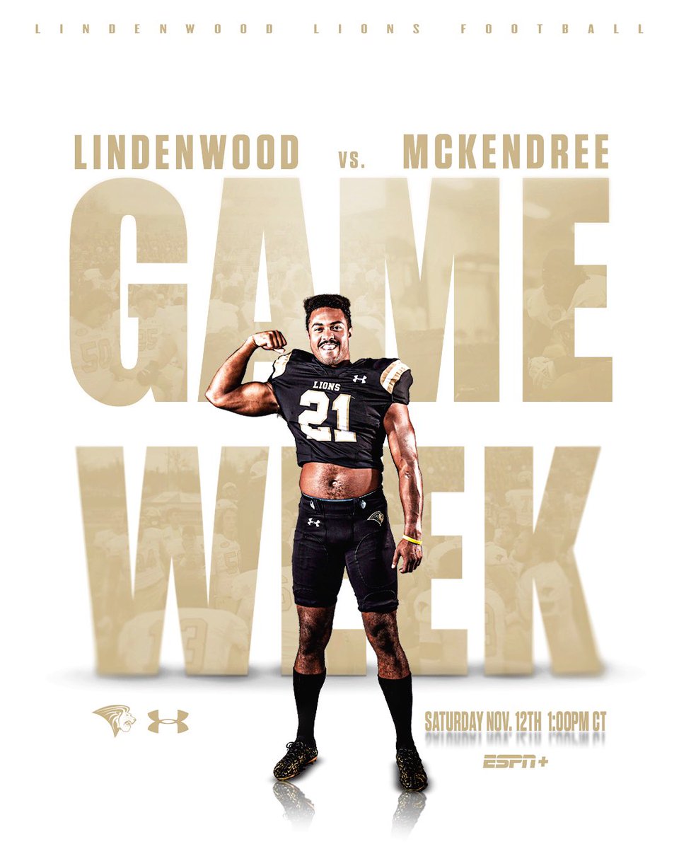 LindenwoodFB's tweet photo. 🚨Game announcement!

🆚 MCKENDREE
🗓Saturday, nov.12TH
⏰1:00pm CT
📺 ESPN+
📍Harlen C. Hunter Stadium 
.
.
.
.
#newlevel | #CTC https://t.co/fammVFExVO