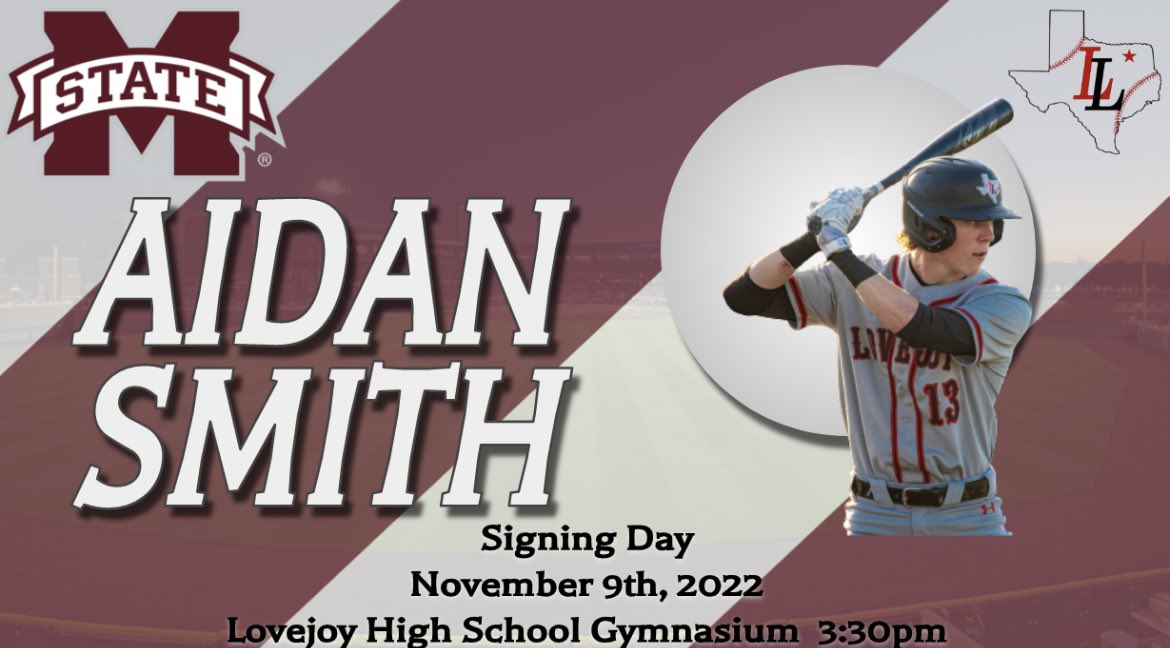 🚨🚨Come celebrate with us TOMORROW at 3:30pm and watch @SmithAidan13 sign his letter of intent to play at Mississippi State‼️ Congrats Aidan, we are proud of you🚨🚨