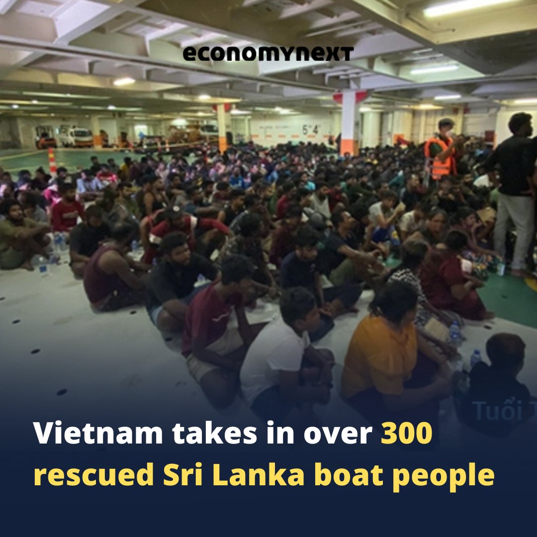 economynext's tweet photo. #Vietnam vessels are taking in 305 boat people from #SriLanka who were fleeing a currency crisis and were found adrift in a disabled fishing boat near #Spratley islands, reports said.
#SLNews #LKA
https://t.co/INJhneMqST https://t.co/qorvt5ZfeB