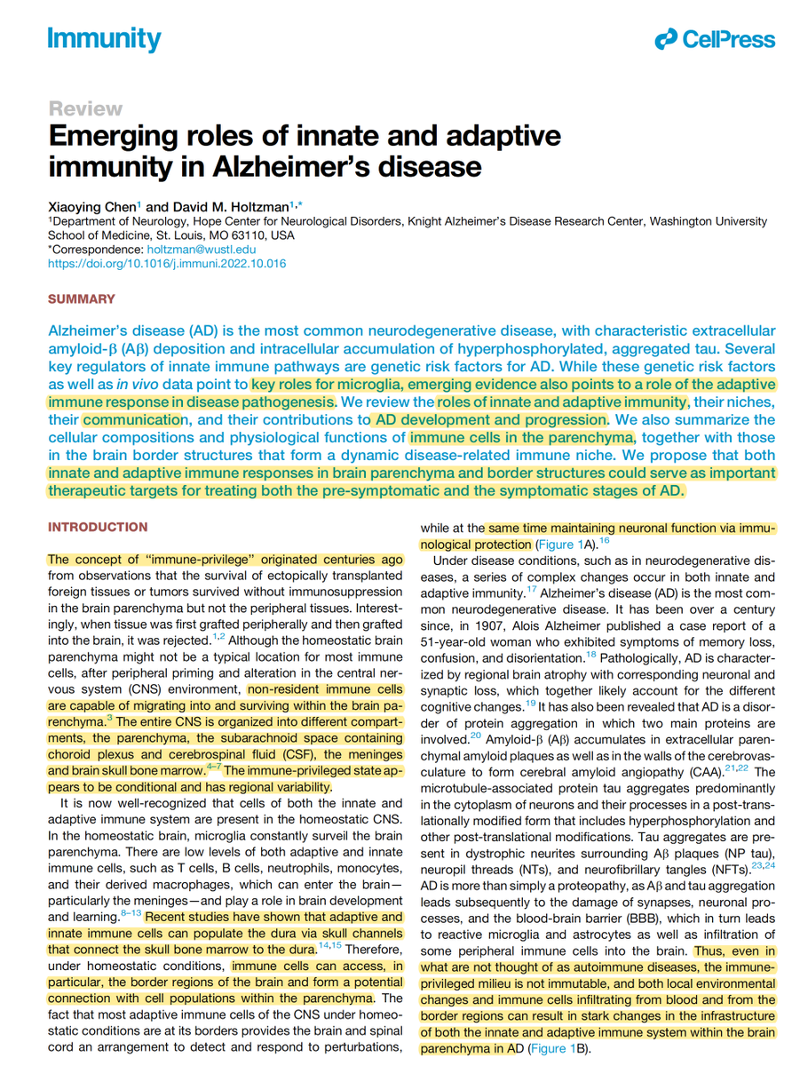 EricTopol's tweet photo. A brilliant review of the role of immunity in Alzheimer's disease and its potential as a target for therapy
https://t.co/aZXEDZVYRt
by @xiaoyingchen36 @holtzman4 @WUSTLmed    @ImmunityCP @WUADRC https://t.co/edCSx5kE1D