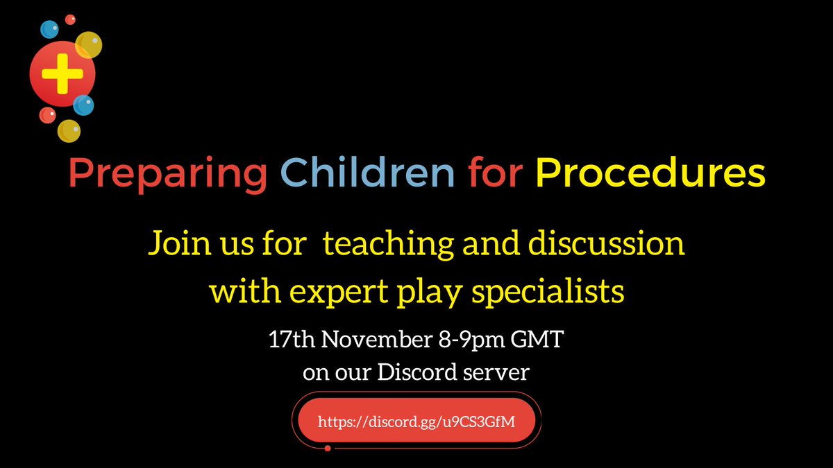 Preparing children for procedures?

Let's get it right for them.

Join expert play specialists for tips and discussion.

discord.gg/u9CS3GfM