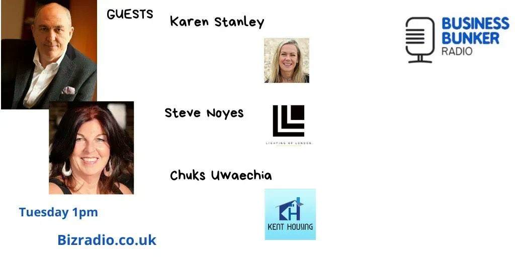 Bunker Show (@businessbunker) on Twitter photo Catchup with #BBunker Radio Show with guests
Chuks Uwaechia <a href="/KentHousing/">KentHousing</a>
Steve Noyes @LightingOfLDN
Karen Stanley <a href="/kstanleywrites/">Karen Stanley</a>
kentbusinessradio.co.uk/show-604/ Catchup with #BBunker Radio Show with guests
Chuks Uwaechia <a href="/KentHousing/">KentHousing</a>
Steve Noyes @LightingOfLDN
Karen Stanley <a href="/kstanleywrites/">Karen Stanley</a>
kentbusinessradio.co.uk/show-604/