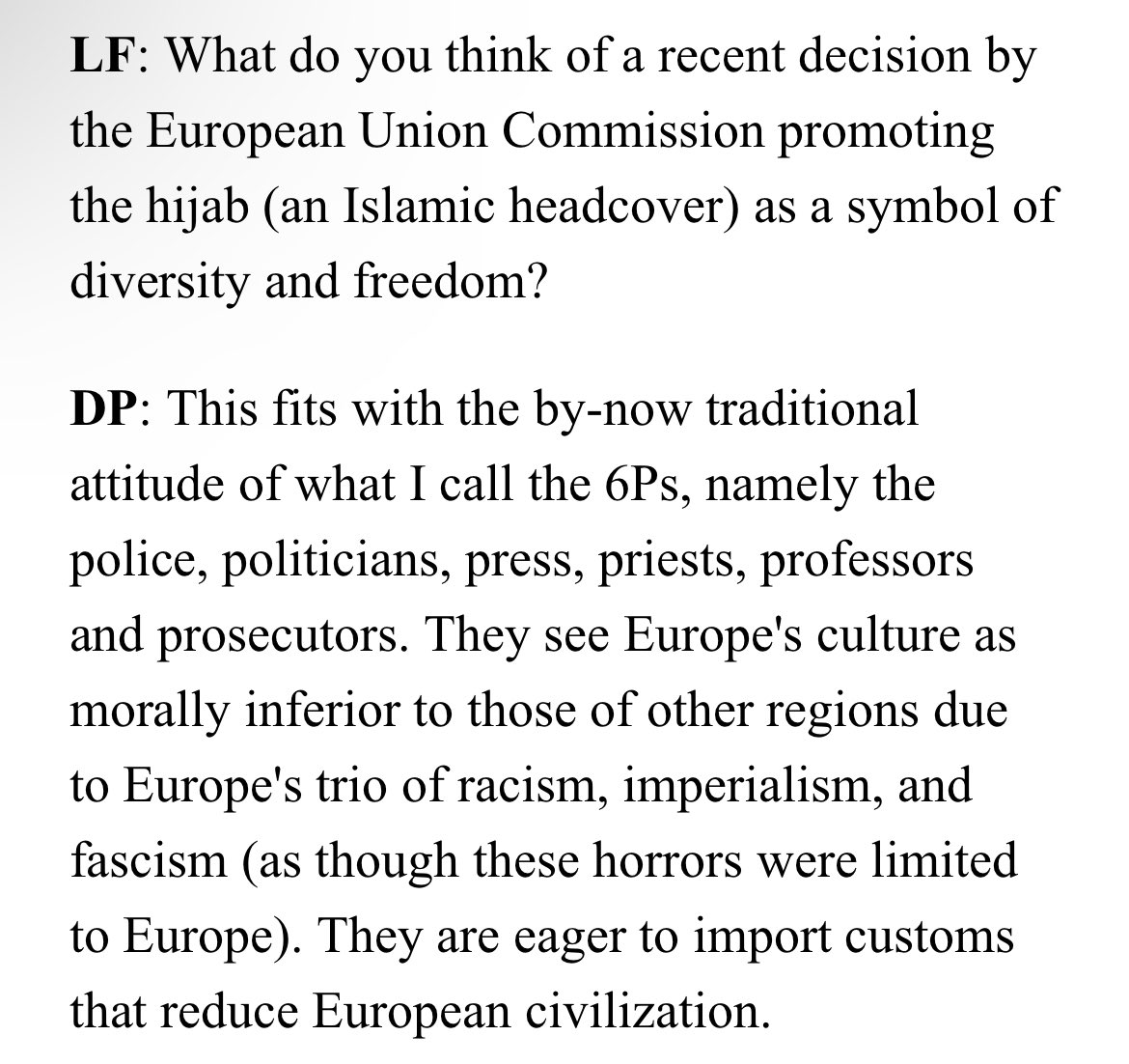 Good interview between <a href="/DanielPipes/">Daniel Pipes دانيال بايبس 🇺🇦</a> from the @MEForum and Italian journalist Lorenza Formicola (<a href="/Formicola_lo/">Lorenza Formicola</a>).

A fine formulation here of the forces behind European #replacement: