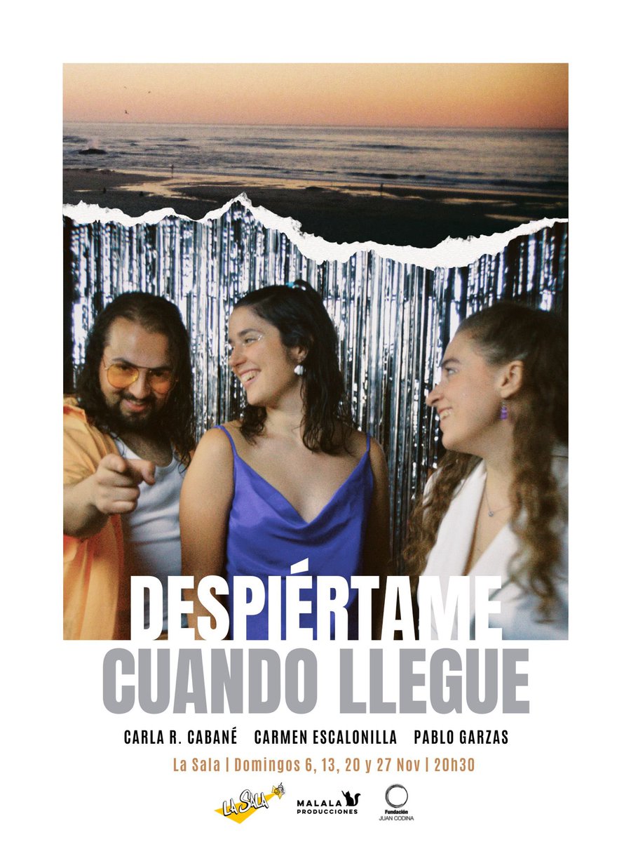 carmenlopez_20's tweet photo. ¿No tienes plan para este domingo? No te preocupes, te propongo uno. Ven a ver #DespiertameCuandoLlegue a La Sala (c/Palos de la Frontera 3, local 6) a las 20:30h. Nos va a hacer mucha ilusión verte por ahí ❤️‍🔥✨🌊 https://t.co/oquJQqJOGF