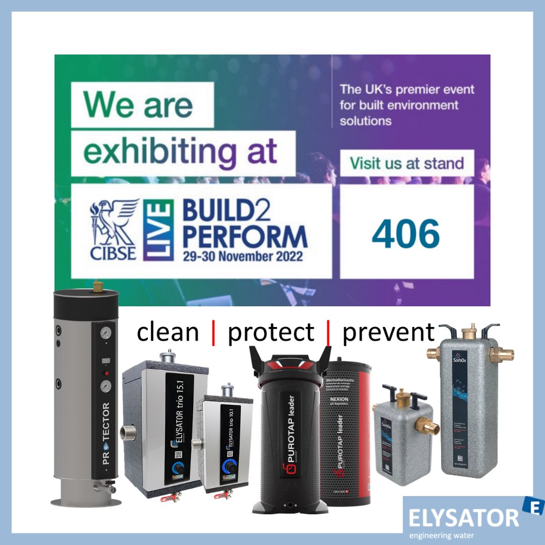 We are exhibiting!👋🏼 

ElysatorUK will be at BUILD2PERFORM on 29-30th November! Visit us at stand 406👈🏼

We’d love to get chatting to you and continue to share the effective science and knowledge behind chemical free water treatment🙌🏼  

#cibse #build2perform