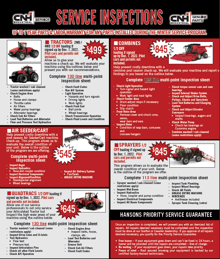 HansonaiC's tweet photo. Schedule your winter service inspections today! Our certified technicians will ensure your machine is ready to go for next year https://t.co/PIYrkebyXn