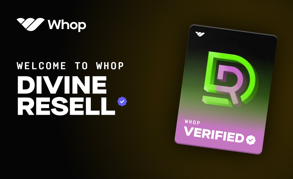 We're excited to announce <a href="/DivineResell/">Divineresell</a> is now a verified partner on Whop 🥳 

Safely join Divine Resell today - whop.com/divine-resell

We're giving away two FREE 30-day Divine Resell memberships to celebrate! 

Like + Retweet for a chance to win!