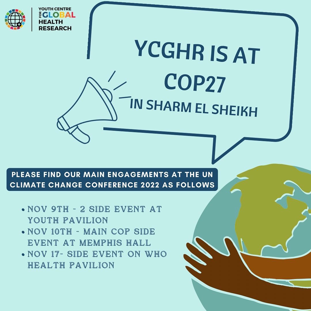 YCGHR's tweet photo. YCGHR is at COP27 represented by @srihari_govind advocating for Climate Health (Youth) Action and Health Implications for Loss and Damage 

If your at COP please do visit during our engagements or drop us a text for meeting in person. https://t.co/UOYSwEX8EF