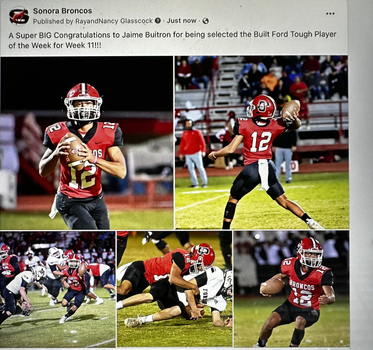 Congratulations to Jaime Buitron who becomes the fourth #SonoraBronco to win the #BuiltFordTough 2A player of the week <a href="/gosanangelo/">Standard-Times</a> <a href="/klstsports/">KLST Sports</a> <a href="/KSANsports/">KSAN Sports</a> <a href="/SanAngeloLIVE/">San Angelo LIVE!</a>