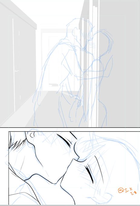 お母さんが玄関ドアから出た直後に我慢できず廊下でキスしちゃう兄妹を描きたすぎる(描いてる 