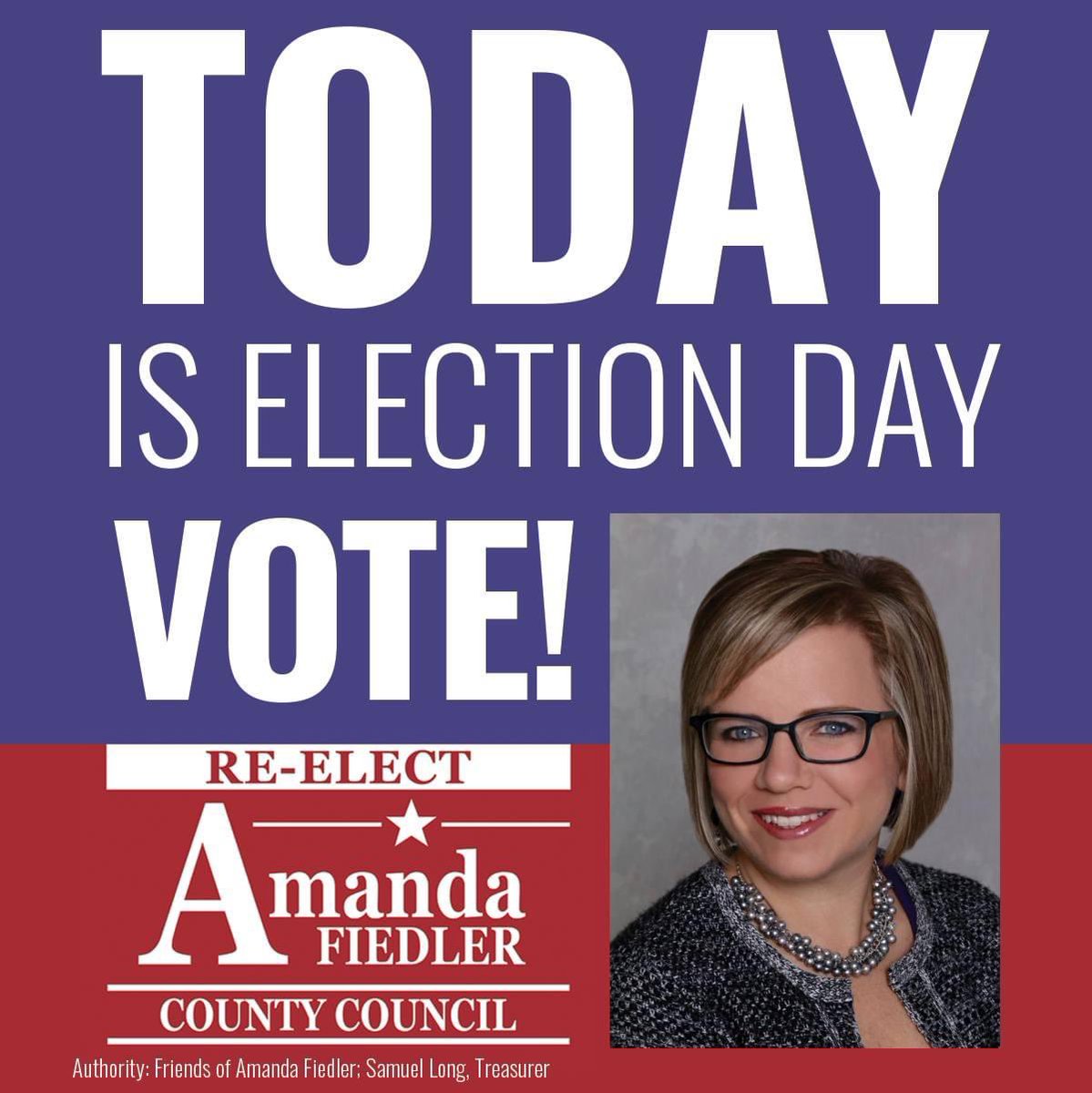 Today is Election Day and there is a lot at stake in this Election. Your vote is critical! Please make a plan to visit the polls and cast your ballot for Amanda Fiedler for Anne Arundel County Council District 5.  

Look up your polling place here: voterservices.elections.maryland.gov/VoterSearch