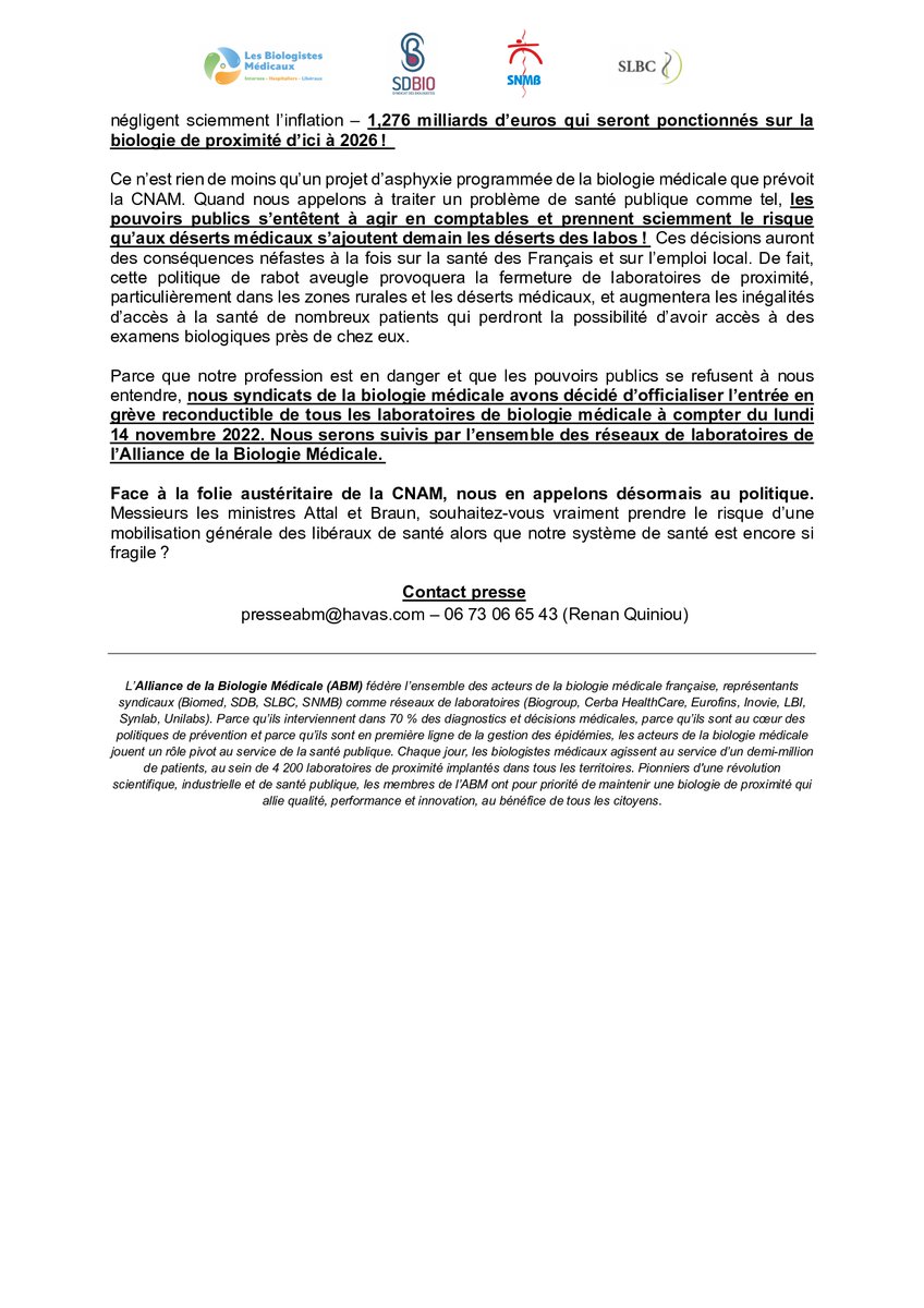 LesBIOMED's tweet photo. Retrouvez le dernier communiqué intersyndical concernant les mouvements de grève des laboratoires 
👉 https://t.co/2uQP4XkBjY https://t.co/GHLz9AafSf