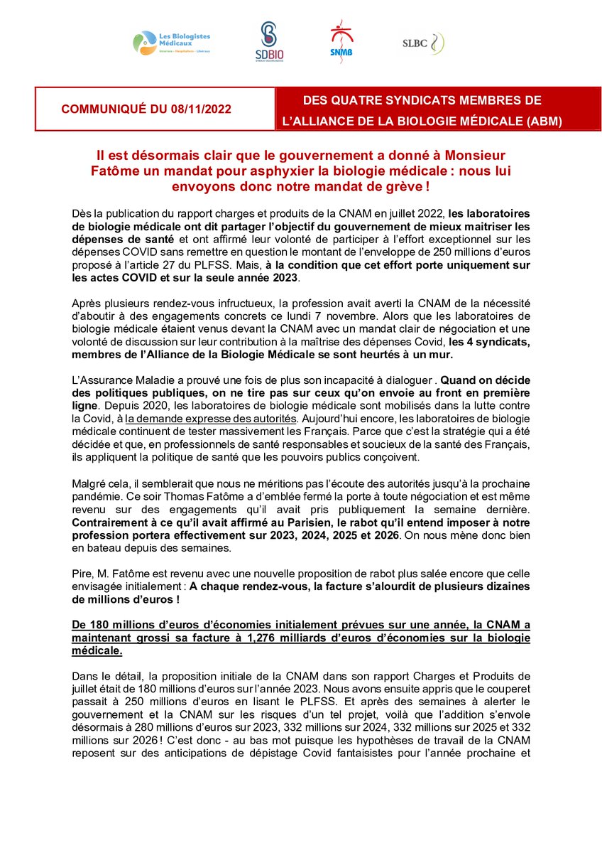 LesBIOMED's tweet photo. Retrouvez le dernier communiqué intersyndical concernant les mouvements de grève des laboratoires 
👉 https://t.co/2uQP4XkBjY https://t.co/GHLz9AafSf