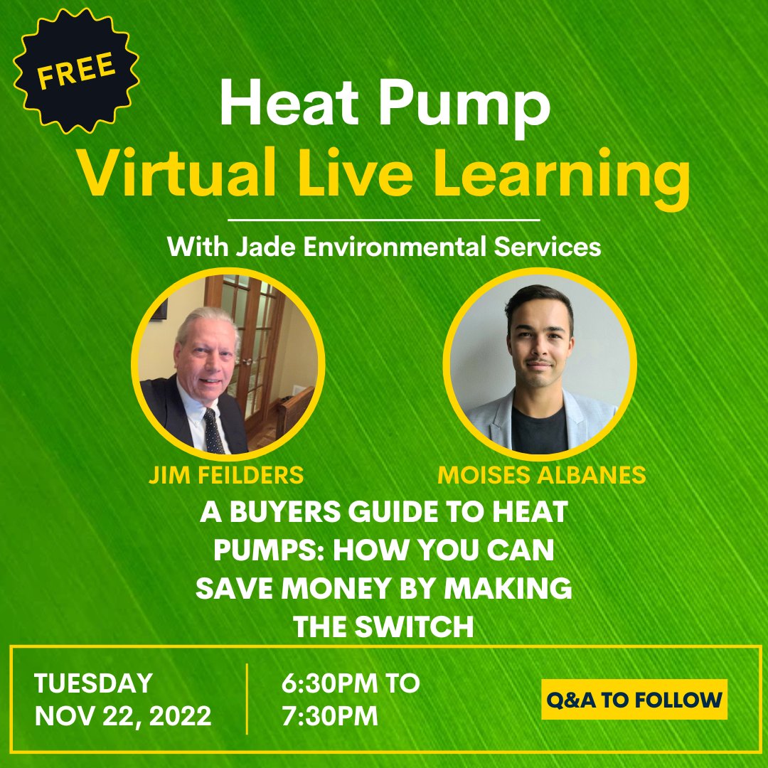 There’s no denying that home heating costs are rising due to the price of natural gas. In this free virtual webinar Jim will walk us through recent case studies and calculations to demonstrate what the switch can look like for your home.

Register here: eventbrite.com/e/a-buyers-gui…