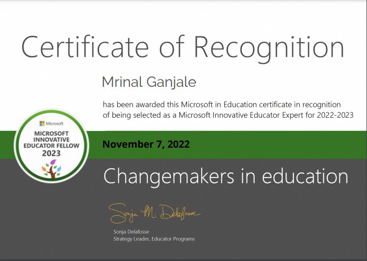 Honoured &amp; excited to be selected #MIEFellow for This Year 2022-2023!It's a real privilege received from <a href="/MicrosoftEDU/">Microsoft Education</a> It is a great pleasure to be a part of the #MIEFellow  program! <a href="/vjauhari1/">類(ルイ)／投資家</a> <a href="/sdelafosse/">Sonja Delafosse</a> <a href="/MicrosoftIndia/">Microsoft India and South Asia</a> <a href="/MicrosoftFlip/">Flip</a> <a href="/wakelet/">Wakelet 💙</a> <a href="/AnthonySalcito/">Anthony Salcito</a> <a href="/ranjitdisale/">Dr.Ranjitsinh</a>
