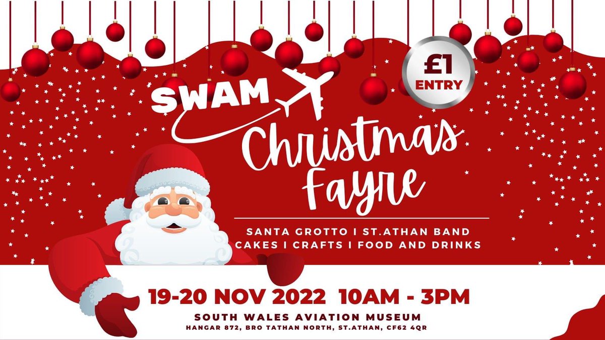 Lots of stalls and a great venue!!! Time to get festive!!! Come and visit South Wales Aviation Museum!! #SWAM #southwalesaviationmuseum #craftfayres #christmasfayre #wales #southwales #stathan #glamorgan #aviationmuseum #christmas #shopping  ArtSiân stall will be attending too!😍