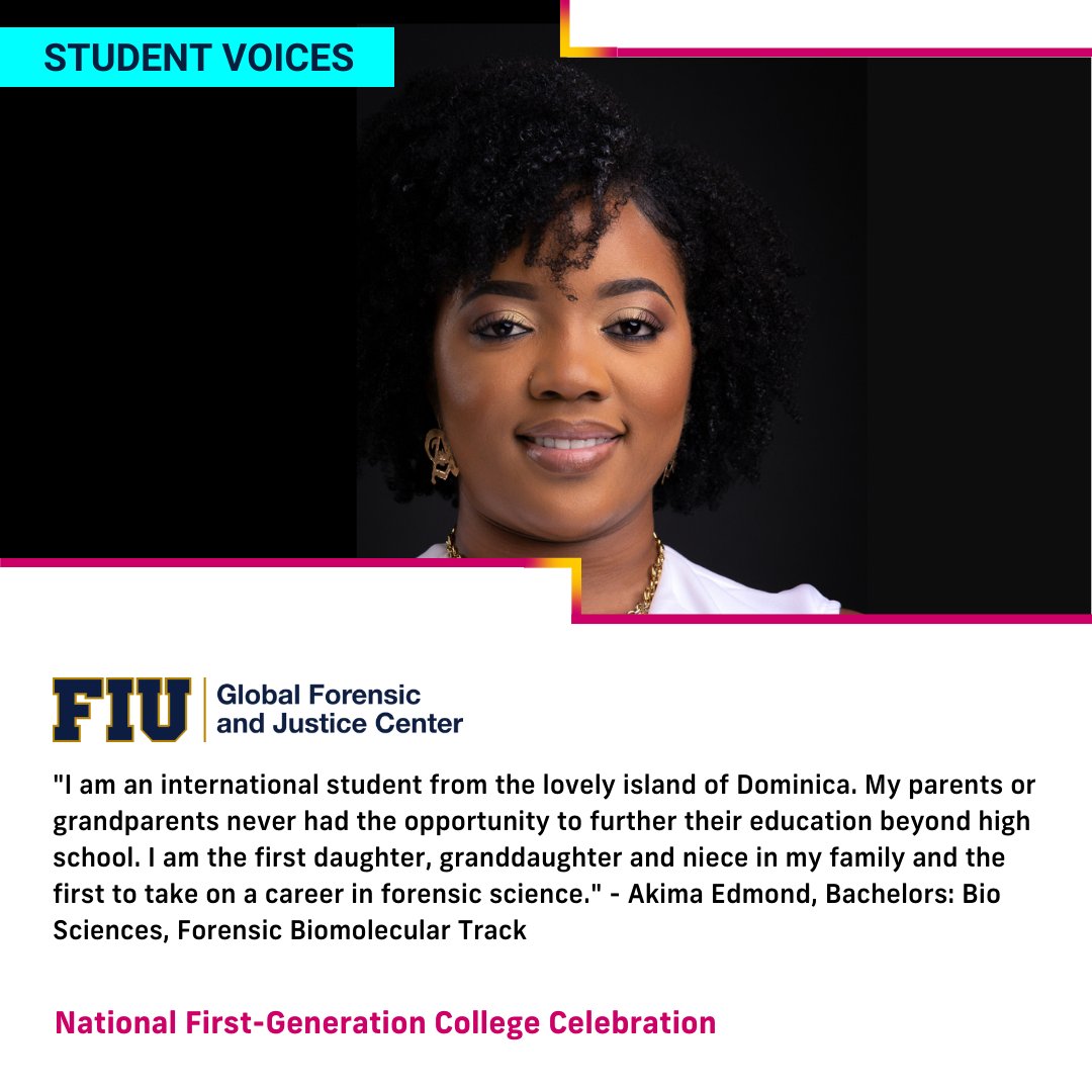 FIU_Forensics's tweet image. When #FirstGenerationStudent Akima isn't studying forensic science - she's sewing or at the beach. We're proud to have been her top choice for #research and a place where she can find a community so far from home. #CelebrateFirstGen
