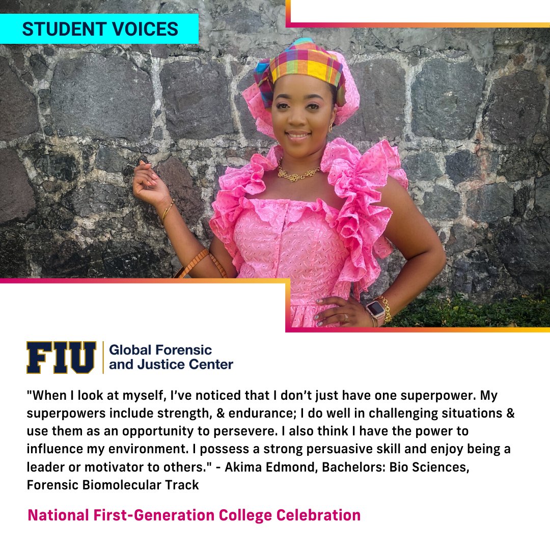 FIU_Forensics's tweet image. When #FirstGenerationStudent Akima isn't studying forensic science - she's sewing or at the beach. We're proud to have been her top choice for #research and a place where she can find a community so far from home. #CelebrateFirstGen