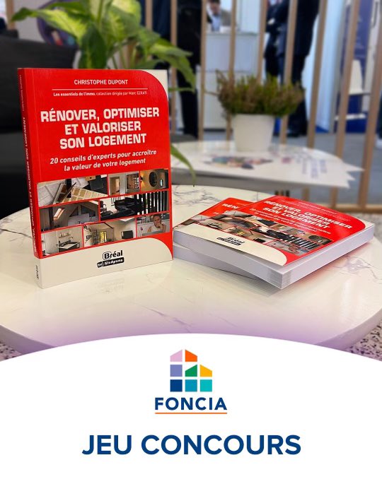 foncia's tweet photo. 🔴#Jeu #concours 🔴

À l'occasion du @SalonCopro, tentez de gagner avec #Foncia l'un des 50 exemplaires du livre 📕 « Rénover, optimiser et valoriser son #logement »
Pour participer :
- retweetez ce tweet
- abonnez-vous à @foncia

Tirage au sort le 15/11🤞 https://t.co/JxXk4agR1v