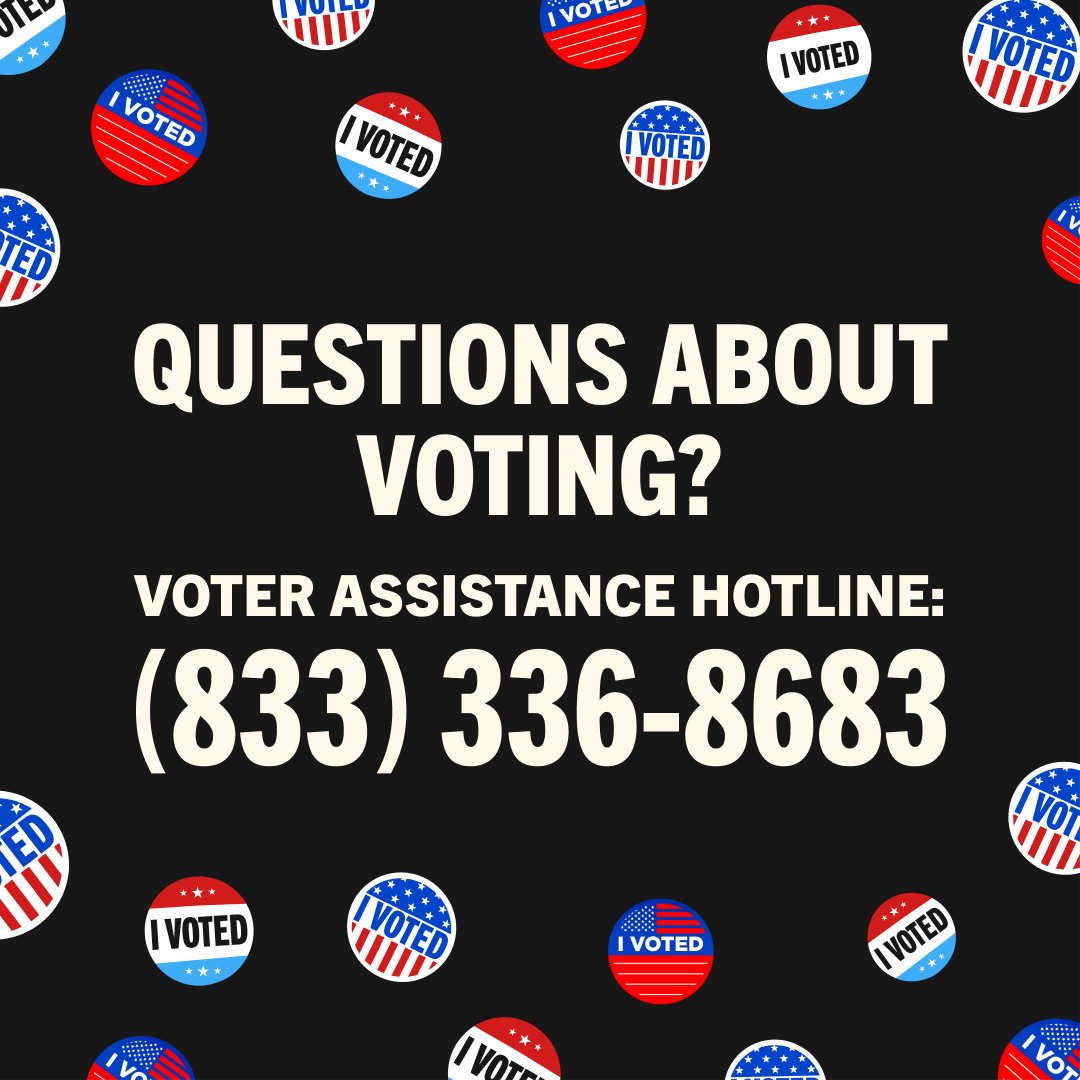 If you run into any issues while trying to cast your ballot, call the Voter Assistance Hotline at (833) 336-8683.